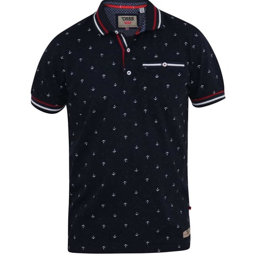 D555 Anker Print Poloshirt Marineblau